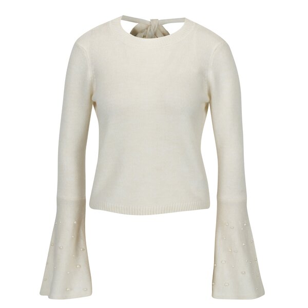 Pulover crem cu perle si decupaj la spate - Miss Selfridge