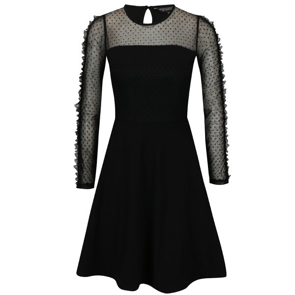Rochie clos neagra cu buline si volane Dorothy Perkins