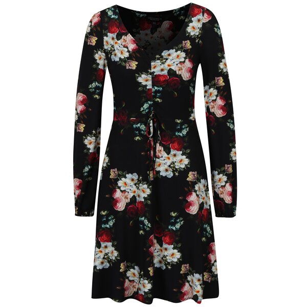 Rochie clos neagra cu print floral Dorothy Perkins