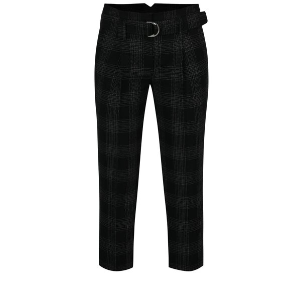 Pantaloni negri in caoruri cu cordon in talie Dorothy Perkins
