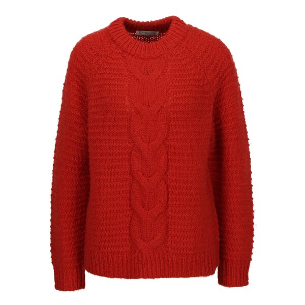 Pulover rosu tricotat cu torsade - Selected Femme Ayda