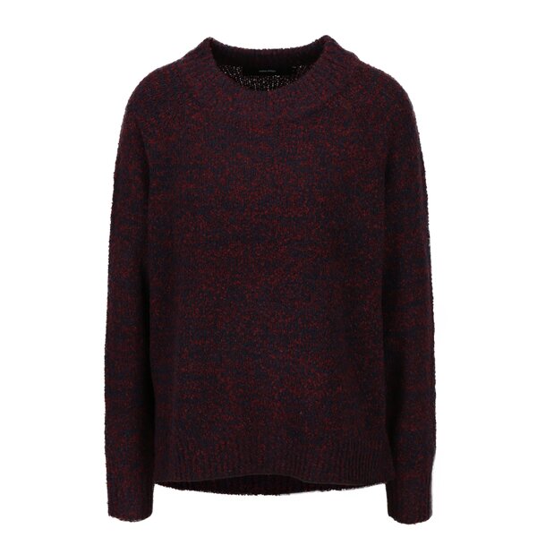 Pulover oversized bordo melanj cu terminatie asimetrica VERO MODA Lone