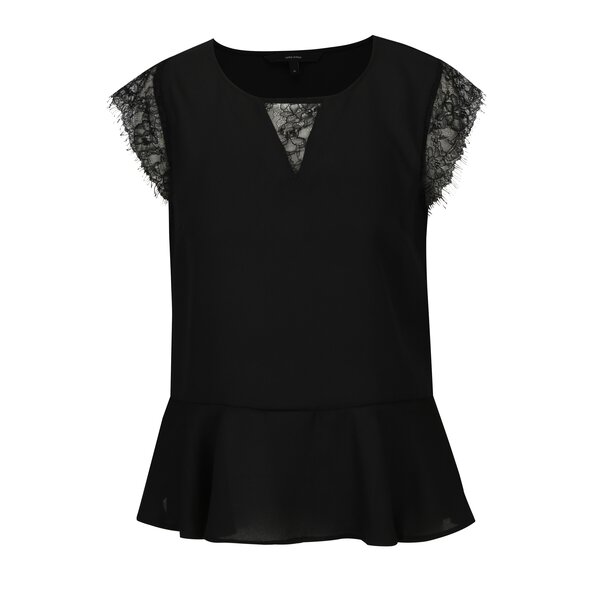 Bluza peplum neagra cu dantela VERO MODA Nile