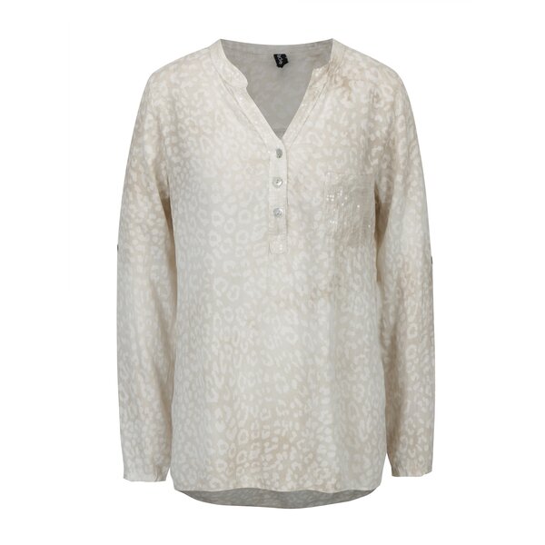 Bluza bej cu animal print si paiete - Madonna