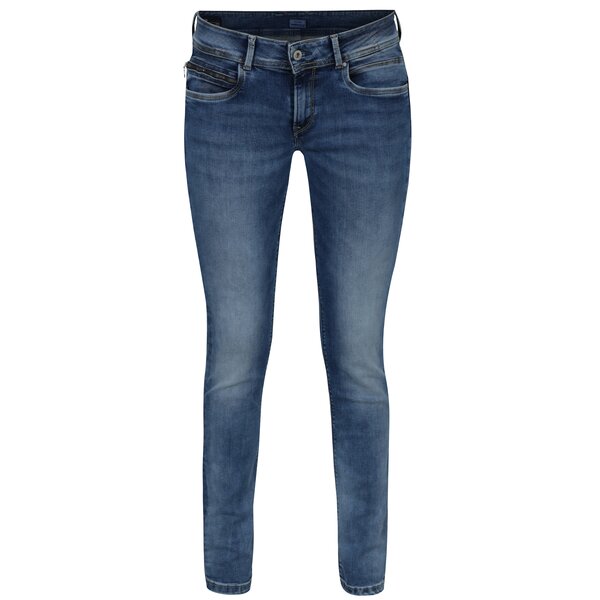 Blugi slim fit albastri cu talie joasa pentru femei - Pepe Jeans New Brooke