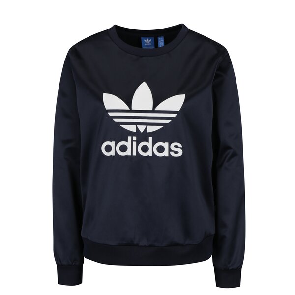 Bluza bleumarin cu print logo adidas Originals Trefoil Crew