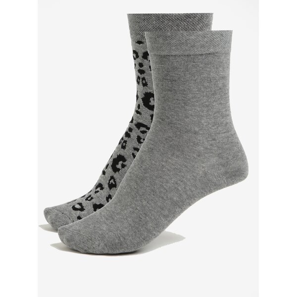 Set de 2 perechi de sosete gri cu negru pentru femei - JELL