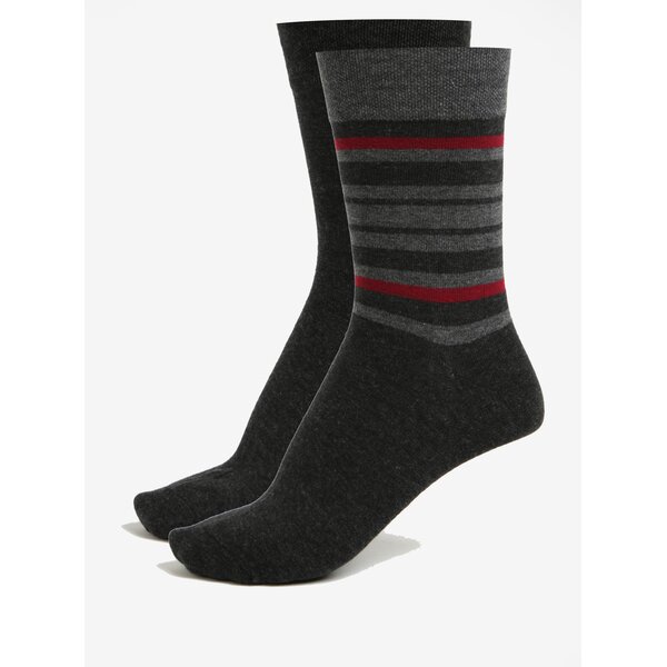 Set de 2 perechi de sosete gri cu si fara model pentru barbati - JELL