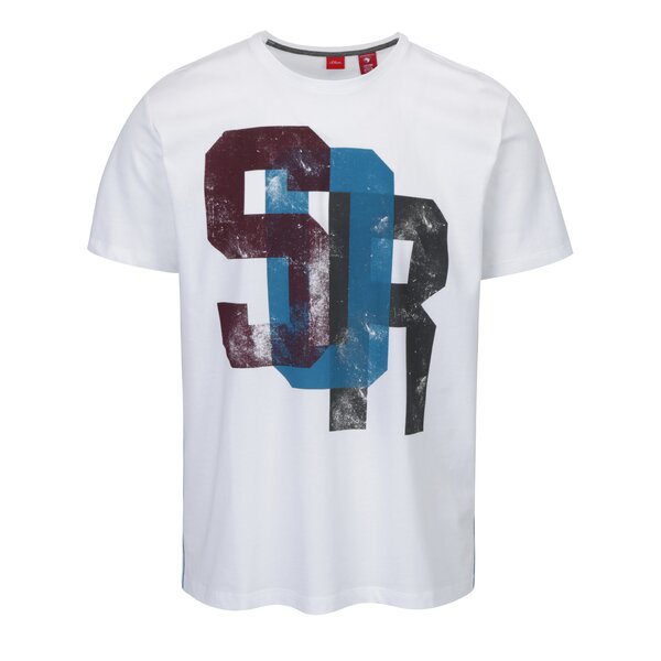 Tricou alb din bumbac cu print pentru barbati - s.Oliver