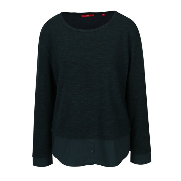 Bluza verde inchis cu aspect 2 in 1 pentru femei - s.Oliver