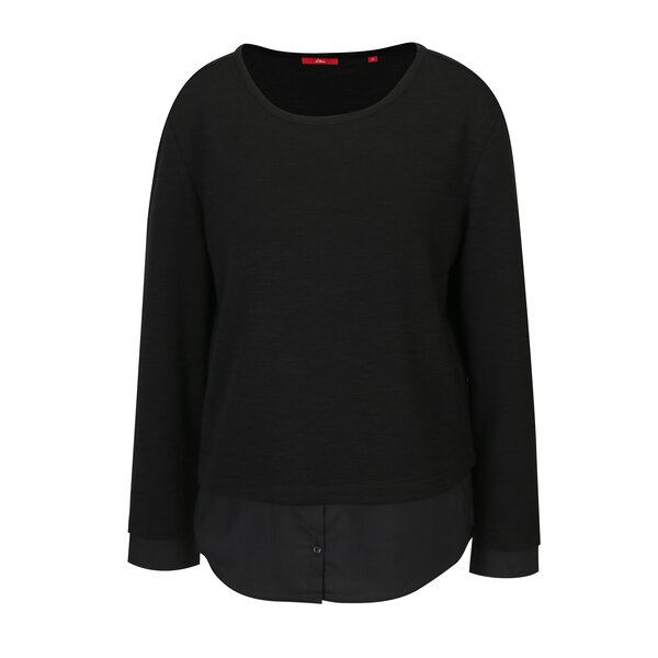 Bluza neagra cu dungi si aspect 2 in 1 pentru femei - s.Oliver