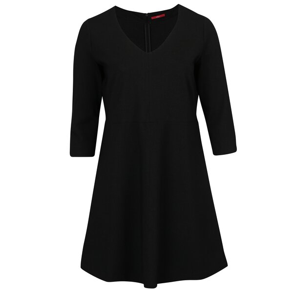 Rochie neagra cu maneci 3/4 si decolteu anchior - s.Oliver