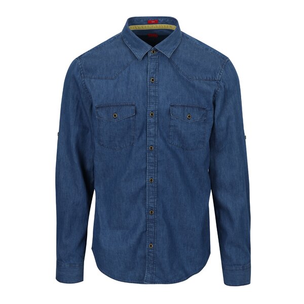 Camasa slim fit albastra din denim pentru barbati - s.Oliver