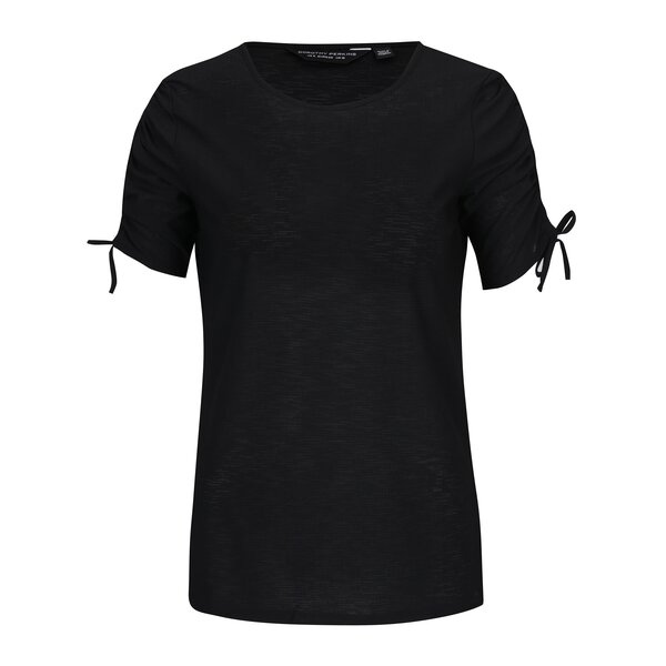 Tricou negru cu snur la terminatia manecilor - Dorothy Perkins