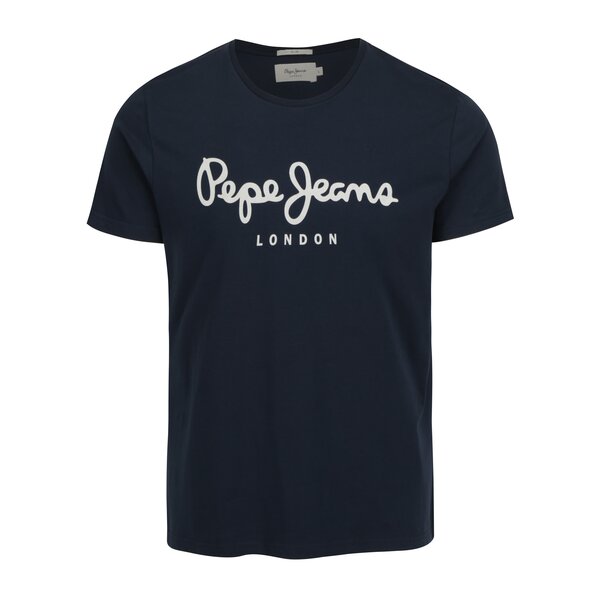 Tricou bleumarin slim fit cu logo pentru barbati - Pepe Jeans Original