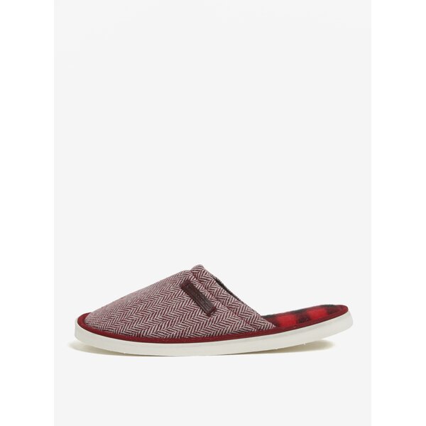 Papuci de casa unisex rosu&crem cu model chevron Oldcom Luxhome