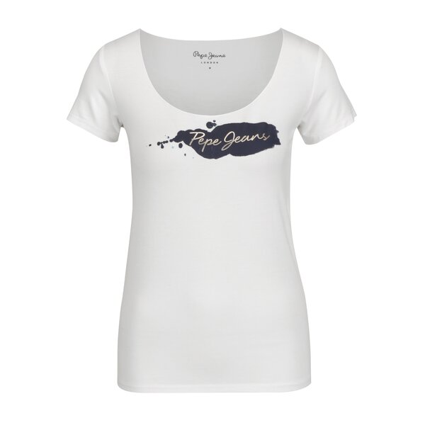 Tricou alb cu print pentru femei - Pepe Jeans Violeta