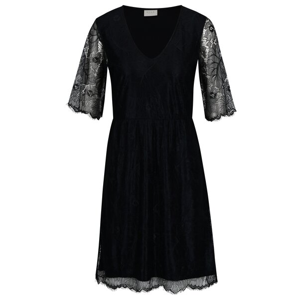 Rochie bleumarin din dantela cu maneci translucide - VILA Ambera