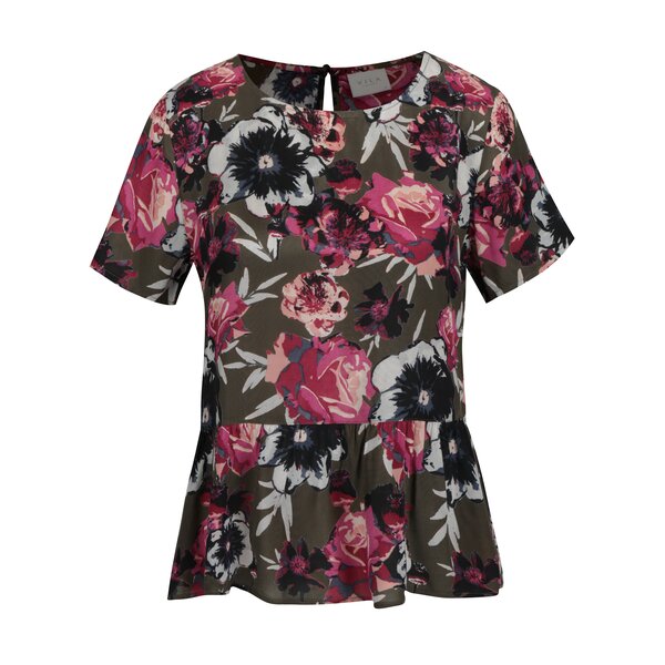 Bluza peplum verde cu print floral - VILA Astha