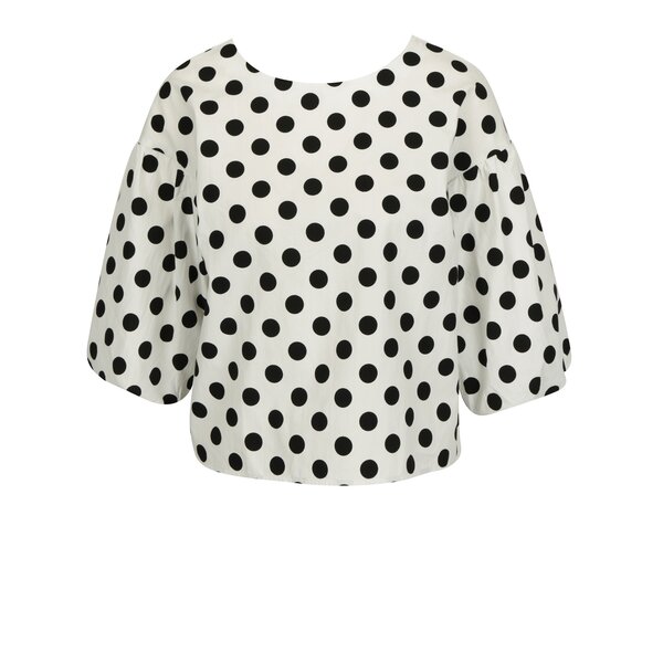 Bluza crop crem cu buline si maneci balon Miss Selfridge