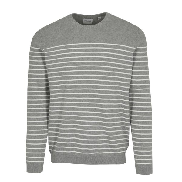 Pulover gri deschis&crem in dungi ONLY & SONS Alex