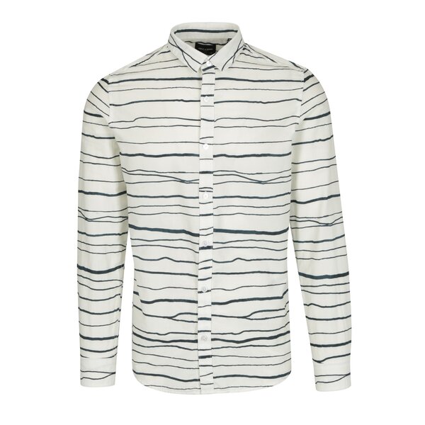 Camasa slim fit crem cu dungi ONLY & SONS Nathan