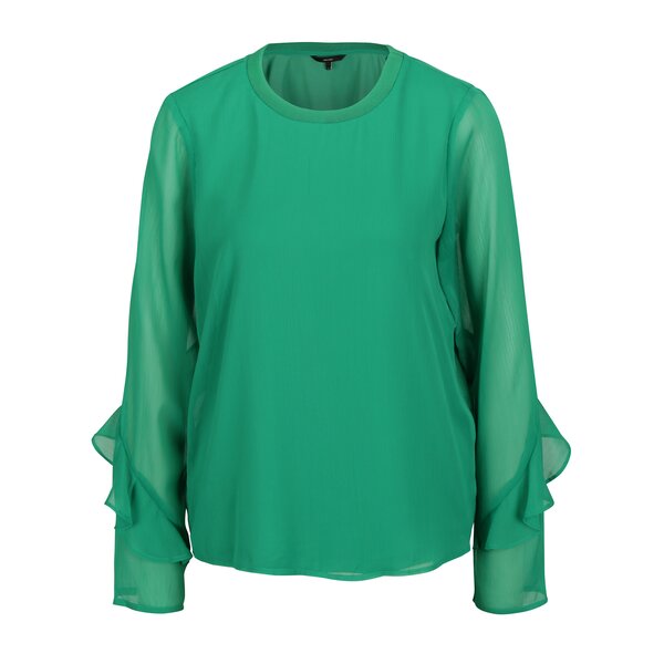 Bluza verde cu maneci translucide si volane - VERO MODA Ava