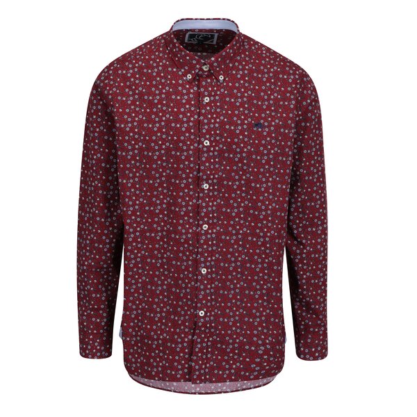 Camasa buttons-down bordo cu print floral Raging Bull