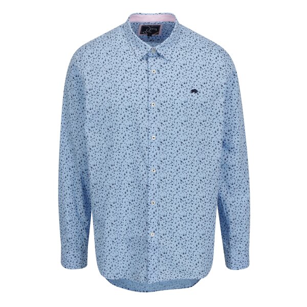 Camasa bleu cu print floral si logo brodat Raging Bull