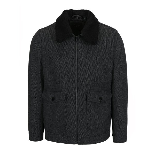 Palton scurt gri&negru din amestec de lana Burton Menswear London