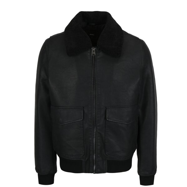 Jacheta neagra din amestec de lana Burton Menswear London