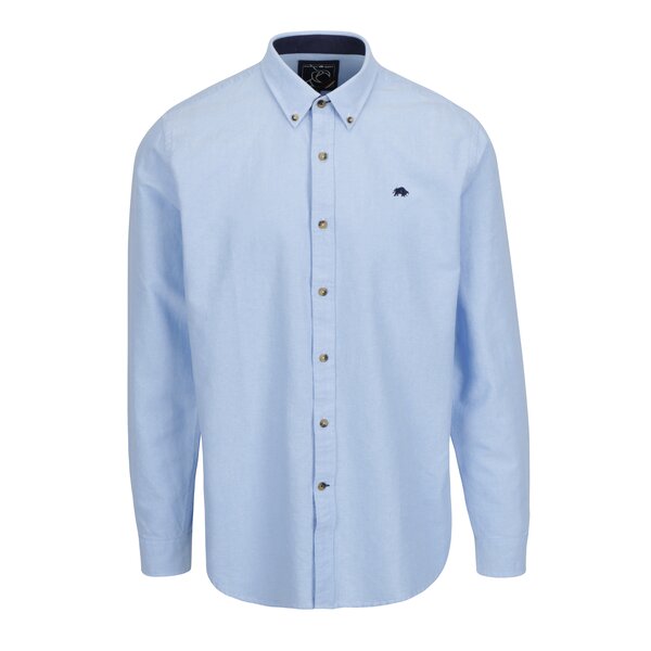Camasa bleu cu guler buttons-down si logo brodat Raging Bull