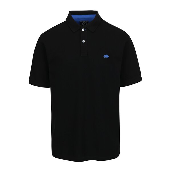 Tricou polo negru cu logo brodat - Raging Bull