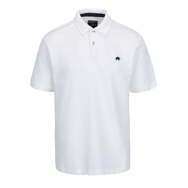 Tricou polo alb cu logo brodat - Raging Bull