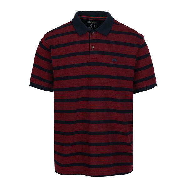 Tricou polo bordo cu dungi bleumarin si logo - Raging Bull