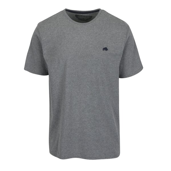 Tricou basic gri melanj cu logo brodat - Raging Bull