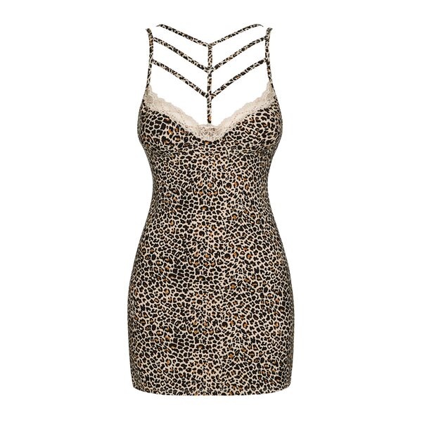 Set leopard print camasa de noapte si chilot tanga Obsessive Jungirl chemise