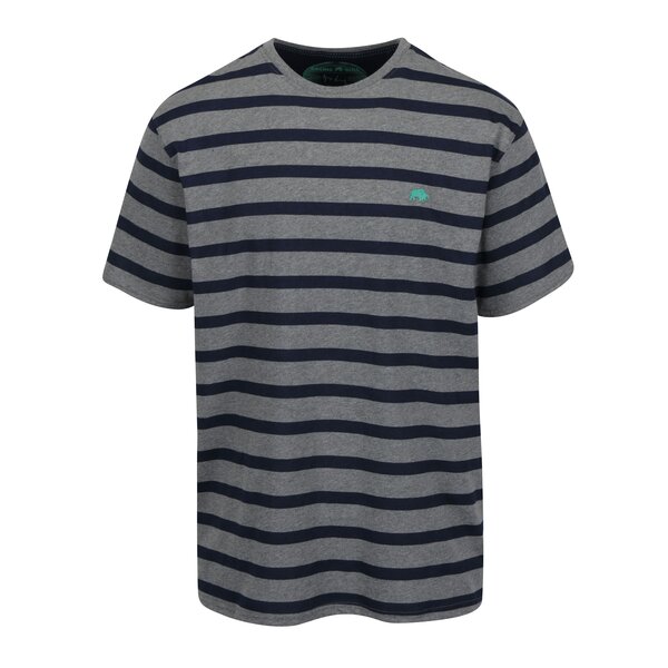 Tricou gri cu dungi bleumarin din bumbac - Raging Bull