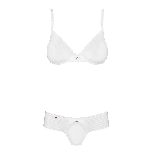 Set alb transparent cu sutien si chilot tanga Obsessive Sensita set