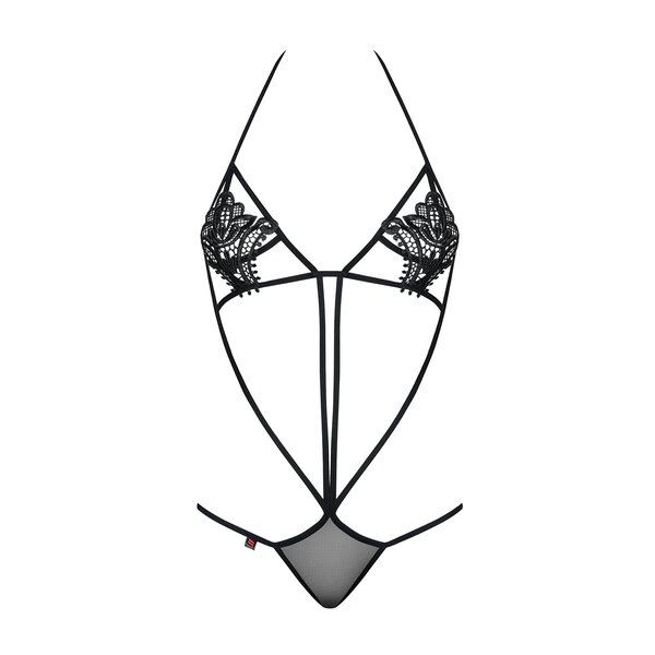 Body negru din benzi subtiri Obsessive Luiza teddy