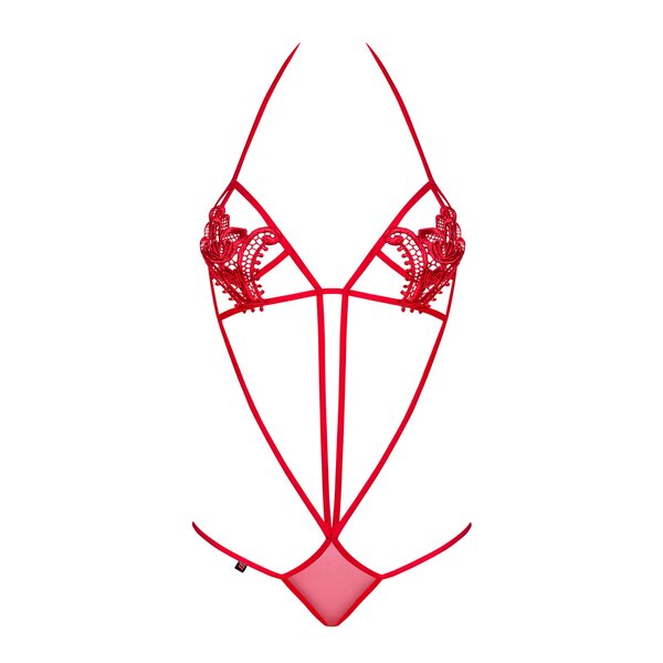 Body rosu din benzi subtiri Obsessive Luiza teddy