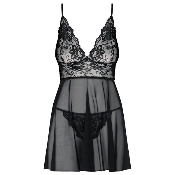 Set din tulle si dantela camasa de noapte si chiloti tanga Obsessive Imperia Babydoll