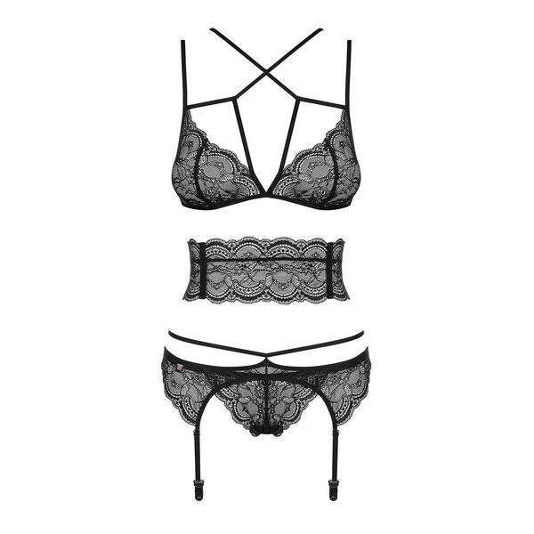 Set din trei piese de lenjerie intima din dantela Obsessive Frivolla