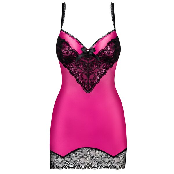 Set roz cu camasa de noapte si chilot tanga Obsessive Roseberry chemise