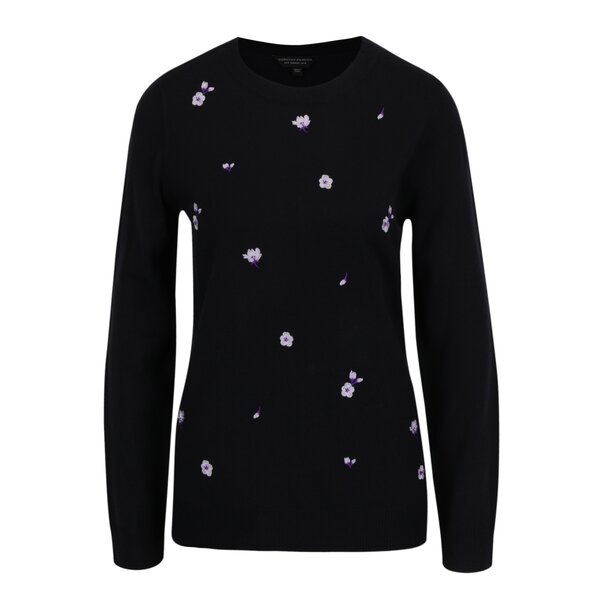 Pulover bleumarin cu broderie florala Dorothy Perkins