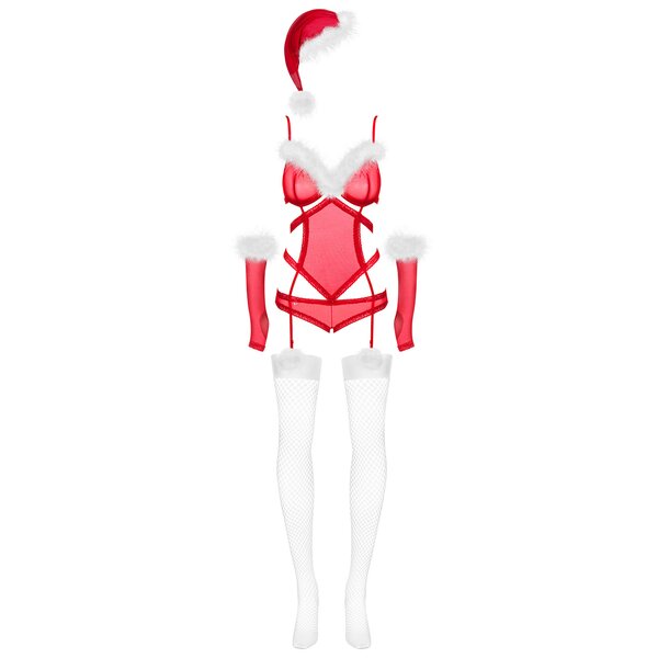 Set de Craciunita cu caciula, body, manusi si ciorapi Obsessive Merrily suit set