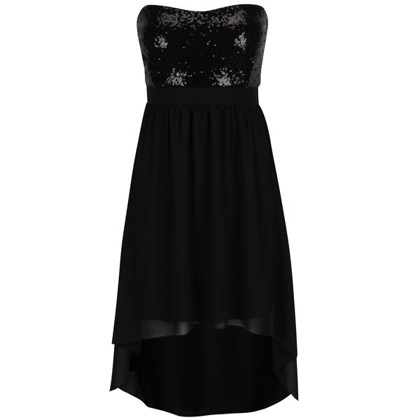 Rochie neagra asimetrica cu paiete si voal - Haily´s Gloria
