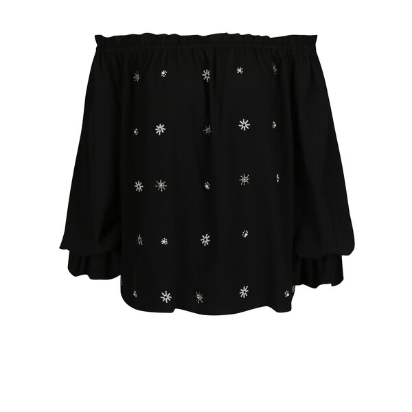 Bluza neagra cu umeri expusi si aplicatie din margele Dorothy Perkins