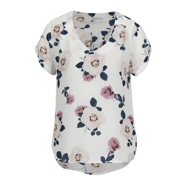 Bluza crem asimetrica cu print floral - Haily´s Alea