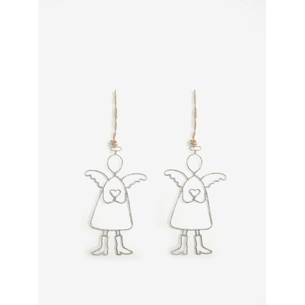 Set de 2 piese ornamentale de sarbatori in forma de inger Dakls